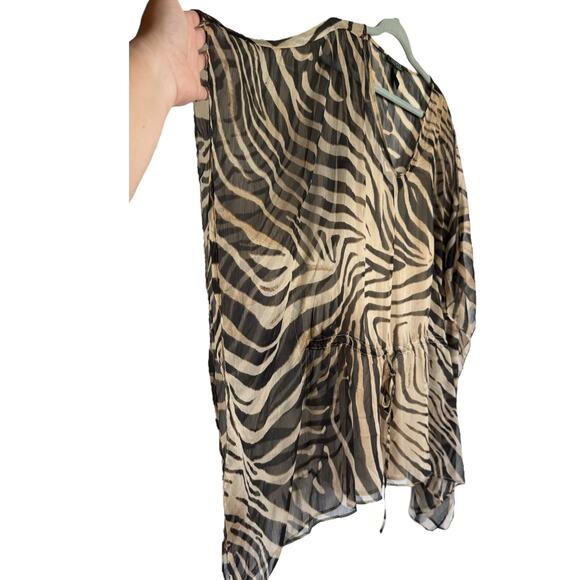 Lauren Ralph Lauren Cream & Brown 2 piece Set tank & Sheer Overlay Size Large - Picture 4 of 7